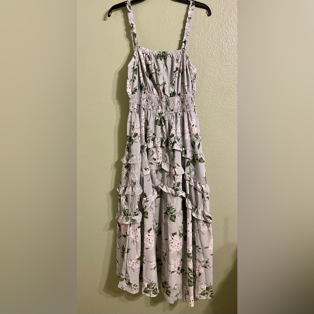 Grace Karin Green and White Floral Dress